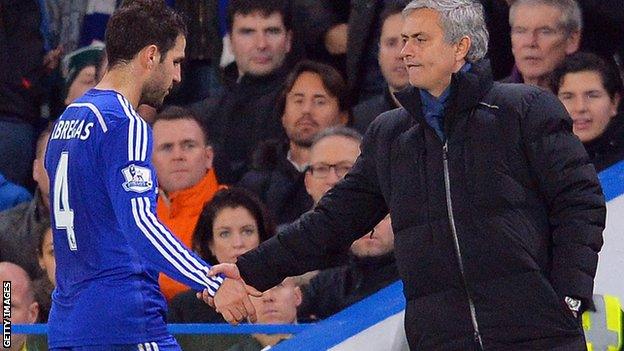 Cesc Fabregas and Jose Mourinho