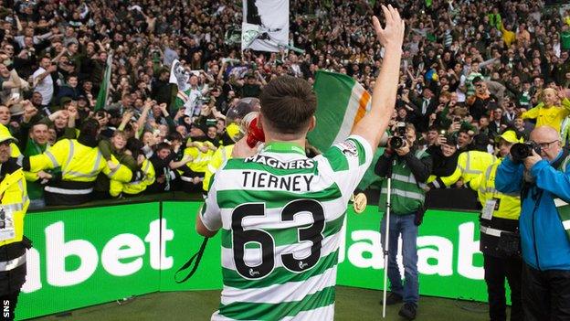 Kieran Tierney left Celtic to join Arsenal in August for a Scottish record £25m transfer fee