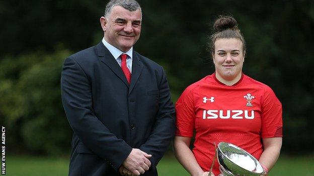 Wales women's rugby coach Rowland Phillips with team captain Carys Phillips, his daughter