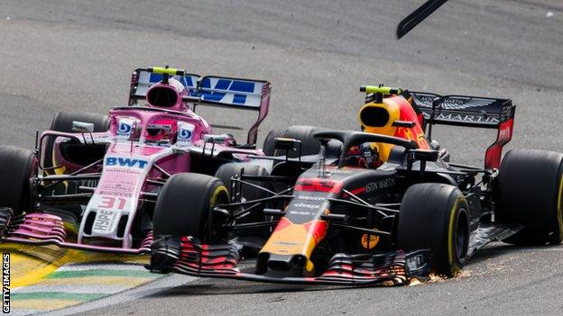 Esteban Ocon and Max Verstappen