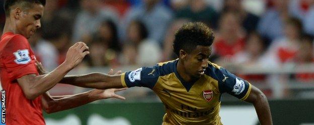 Gedion Zelalem (right) in action for Arsenal