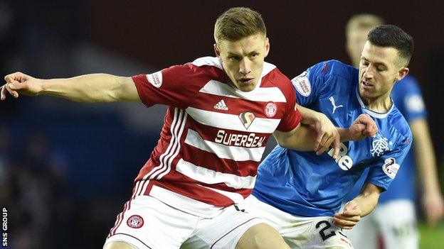 Greg Docherty in action for Hamilton against Rangers