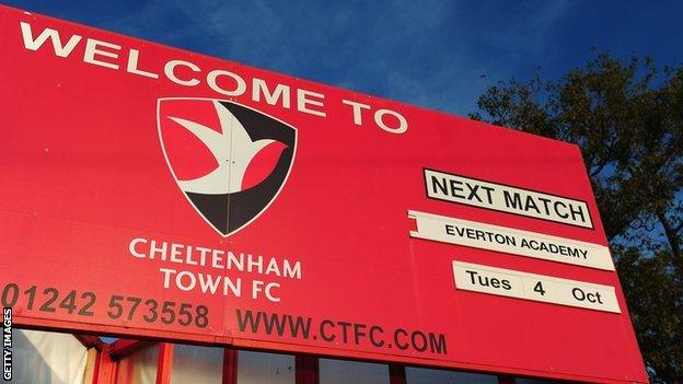 Cheltenham Town fixture board