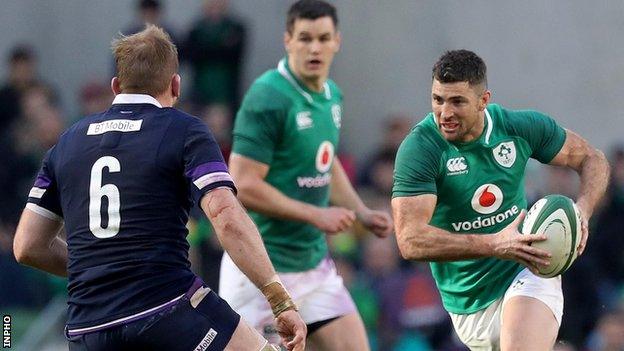 Rob Kearney attempts to make ground during Saturday's 28-8 win over Scotland