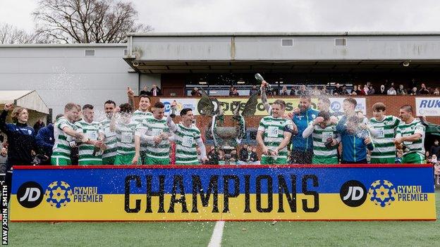 The New Saints celebrate winning the Cymru Premier