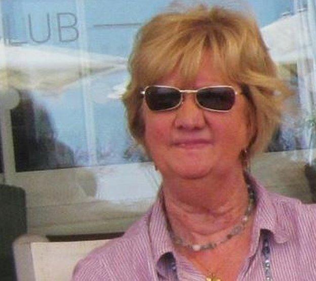 Sue Mainwaring wearing sunglasses