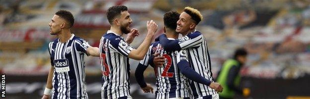 West Brom celebrate Matheus Pereira's winning goal