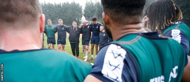 England squad in a huddle at training