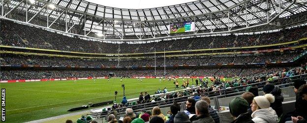 A general view of the Aviva Stadium