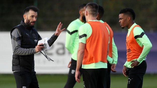 New West Brom boss Carlos Corberan was out on the training pitch on his first day in charge