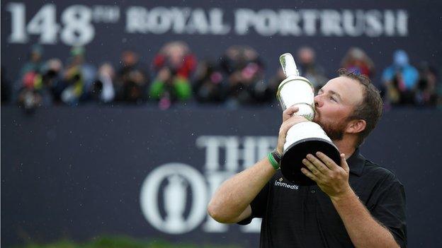 Shane Lowry celebrates winning the Open last year