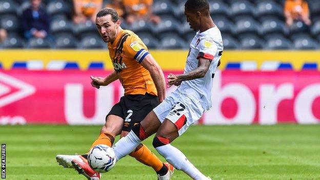 Lewis Coyle of Hull City and Jaidon Anthony of Bournemouth