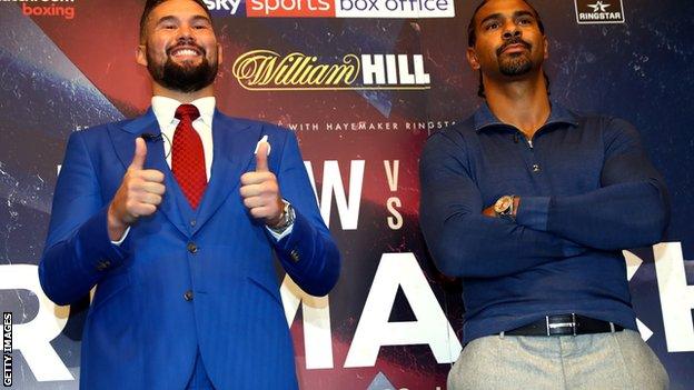 Tony Bellew (l) and David Haye (r) will fight again at London's O2 arena on 17 December