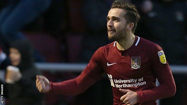 Jack Bridge celebrates scoring against Carlisle