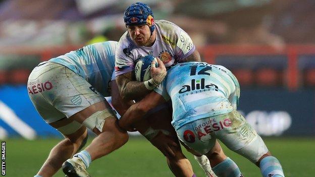 Exeter's Jack Nowell is tackled