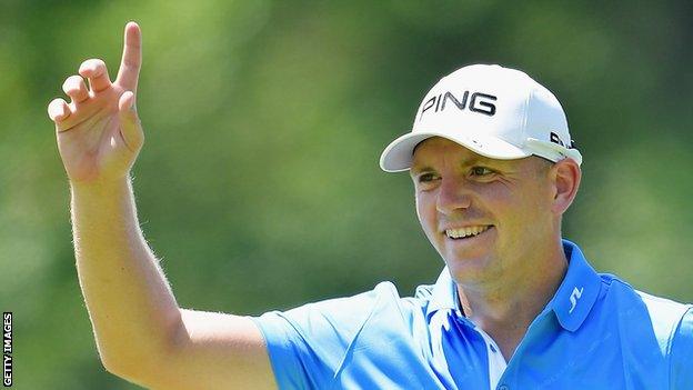 Matt Wallace celebrates his hole in one