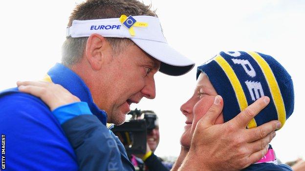 Ian Poulter and his son, Luke