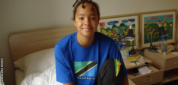 Magdalena Moshi in her room at the 2008 Beijing Olympics