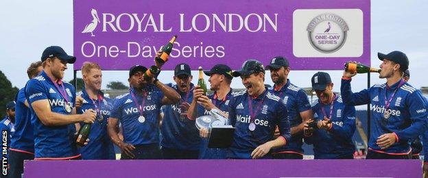 England with the one-day series trophy