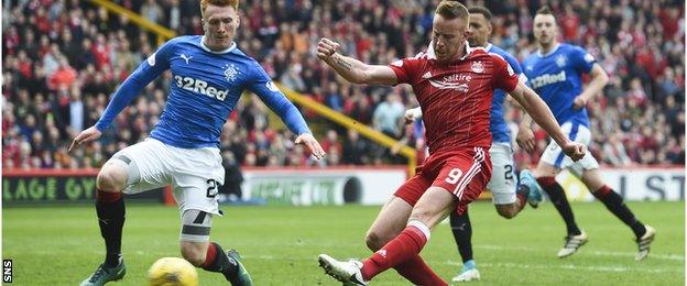 Aberdeen striker Adam Rooney has an effort saved by Wes Foderingham