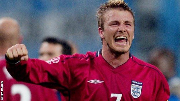 David Beckham celebrates