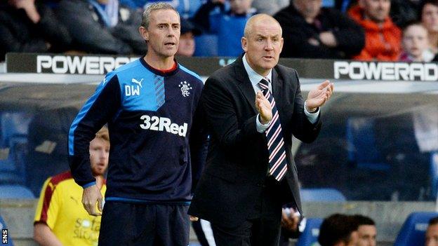 Rangers assistant David Weir and manager Mark Warburton