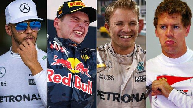 Hamilton, Vertsappen, Rosberg and Vettel