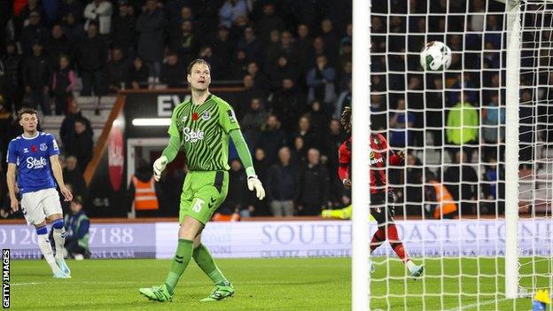 Bournemouth's first goal against Everton