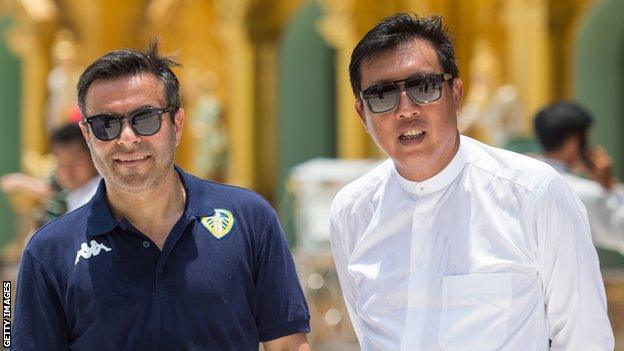 Leeds United owner Andrea Radrizzani (Lleft and Myanmar Football Federation chairman Zaw Zaw