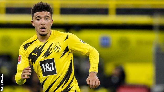 Jadon Sancho in action for Borussia Dortmund