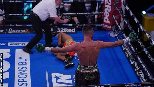 Josh Taylor's first defence of his titles ended in a first-round knockout of Apinun Khongsong in September