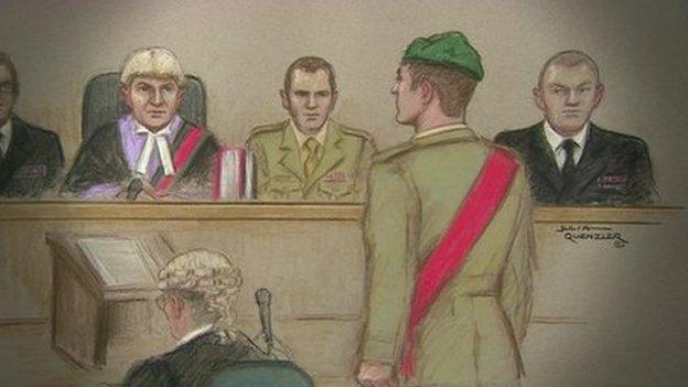 Julia Quenzler drawing of Sergeant Blackman being sentenced