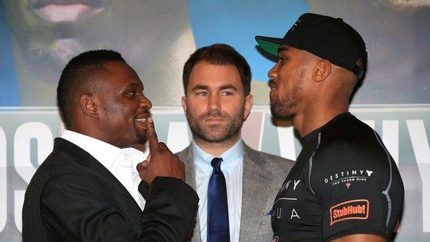 Dillian Whyte, Eddie Hearn and Anthony Joshua