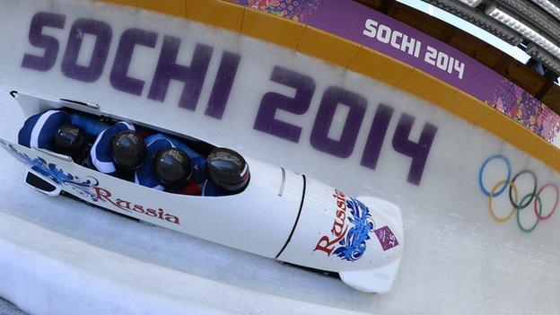 Russia bobsleigh team in Sochi