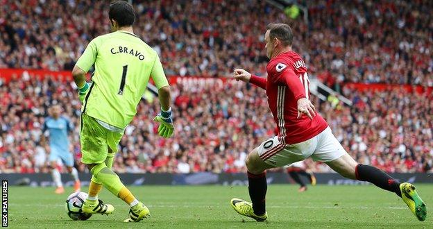 Wayne Rooney and Claudio Bravo