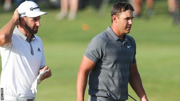 Dustin Johnson (left) and Brooks Koepka