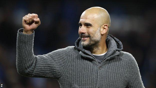 Pep Guardiola wearing his grey cardigan