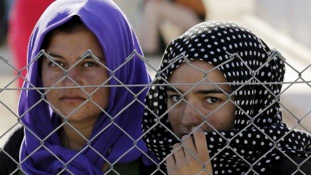 Syrian refugees at a camp in the town of Midyat on the Turkish border