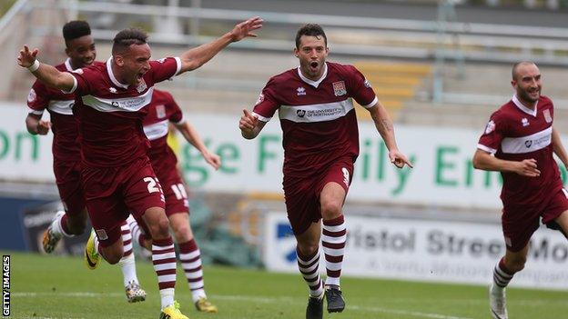 Northampton Town players celebrate