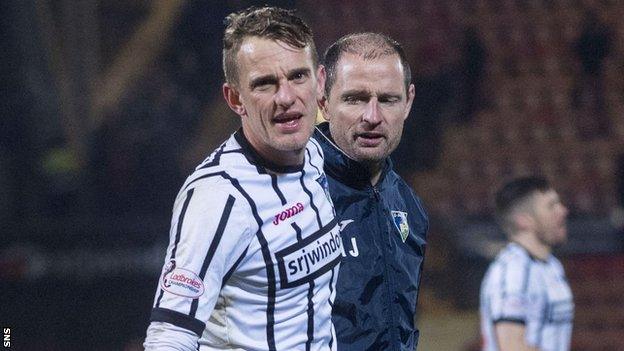 Dunfermline Athletic midfielder Dean Shiels and manager Allan Johnston