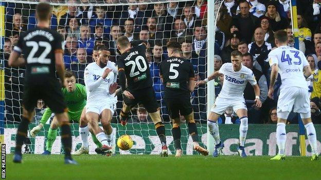 Hull's Jarrod Bowen scores against Leeds