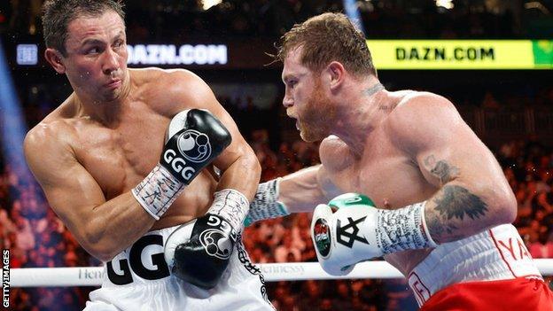 Saul 'Canelo' Alvarez punches Gennady Golovkin