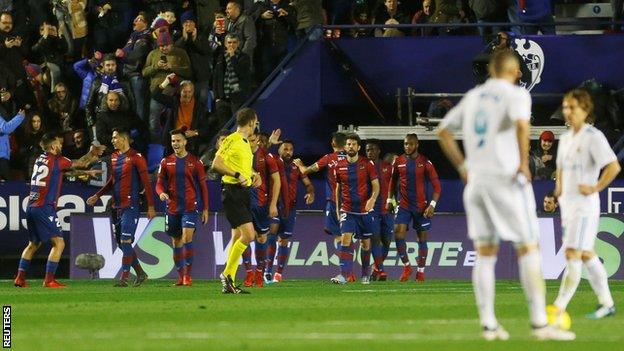 Levante celebrate a goal