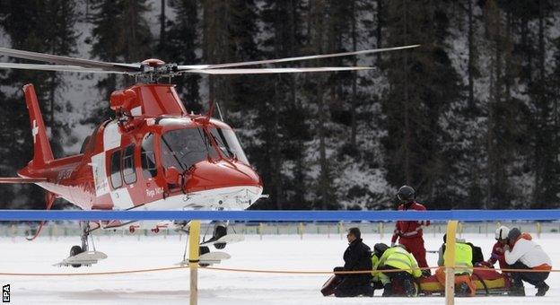 An air ambulance took George Baker to hospital