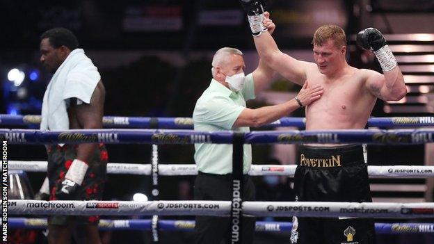 Povetkin's hand is raised and he joins Anthony Joshua as the only men to beat Whyte