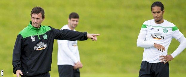 Celtic manager Ronny Deila and Virgil van Dijk