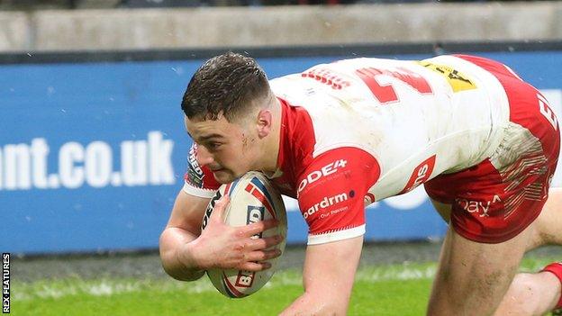 Josh Simm scored twice for St Helens against Hull FC at the MKM Stadium earlier this season