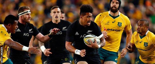 Ardie Savea in action for the All Blacks against Australia