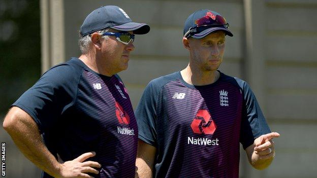 England coach Chris Silverwood (left) and captain Joe Root