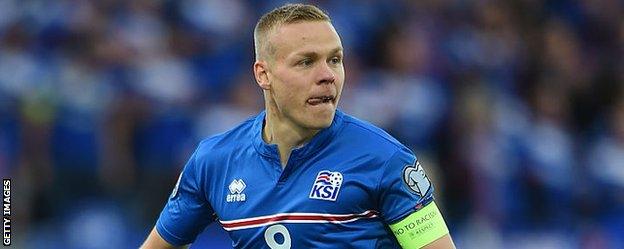 Kolbeinn Sigthorsson in action for Iceland